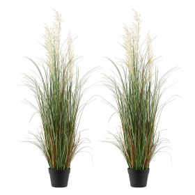 Artificial Grass Plant, 2 Pack 47 inch Reed Flower Grass in Pot