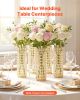 16 PCS Crystal Wedding Flower Vase, 10.24 in Tall Flower Table Centerpieces, Crystal Cylinder Banquet Vases Easy Installation