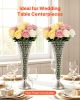 4 PCS Crystal Wedding Flower Vase, 20 in Tall Flower Table Centerpieces, Crystal Cylinder Banquet Vases Easy Installation