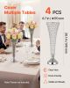 4 PCS Crystal Wedding Flower Vase, 20 in Tall Flower Table Centerpieces, Crystal Cylinder Banquet Vases Easy Installation